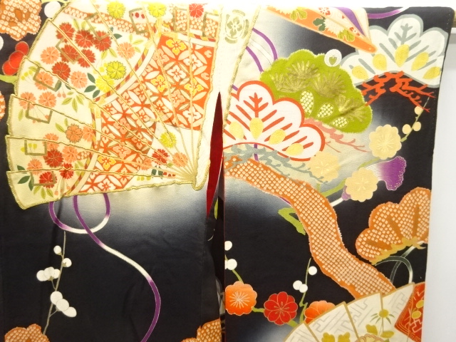  大正ロマン　御所車に松梅模様刺繍五つ紋花嫁衣装振袖2枚重ね・丸帯セット